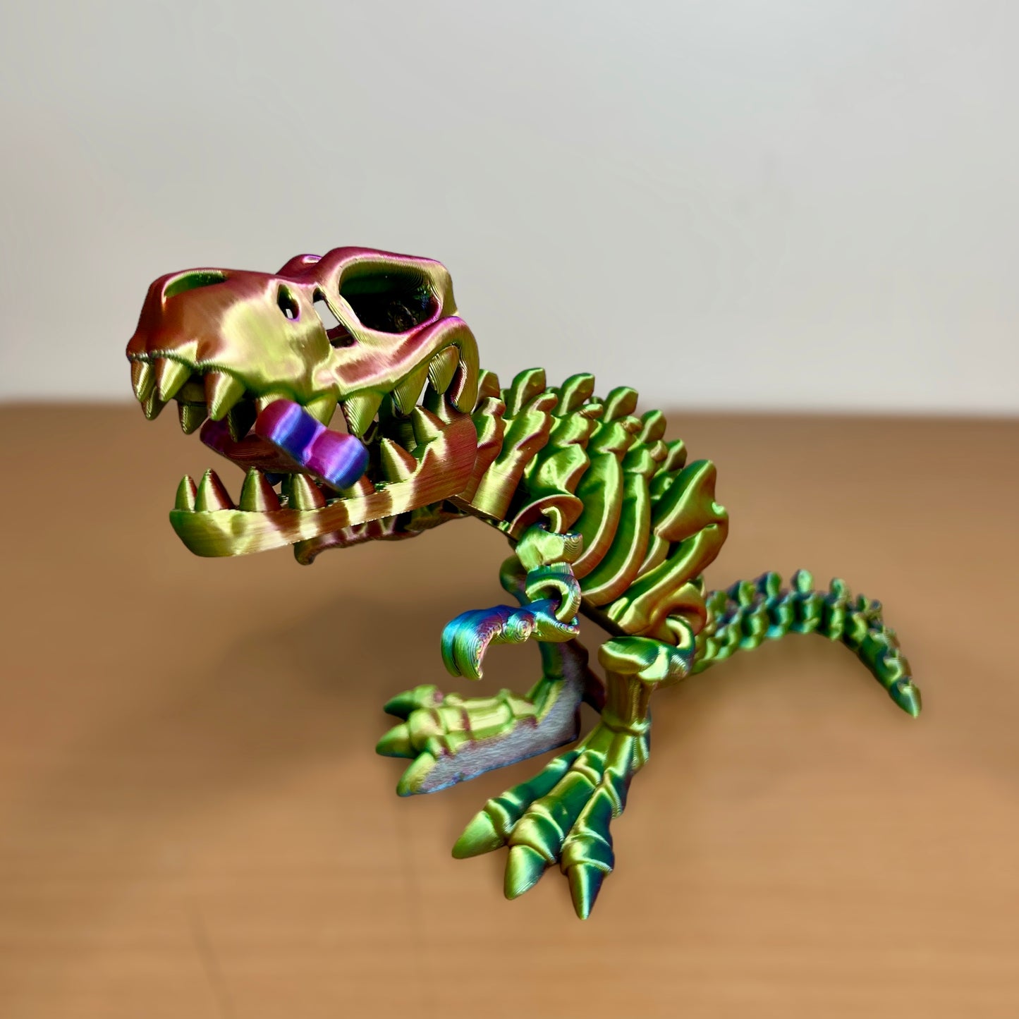 Fun T-Rex Fidget Toy - 3D Printed Desk Decoration, Articulated Tyrannosaurus rex Skeleton