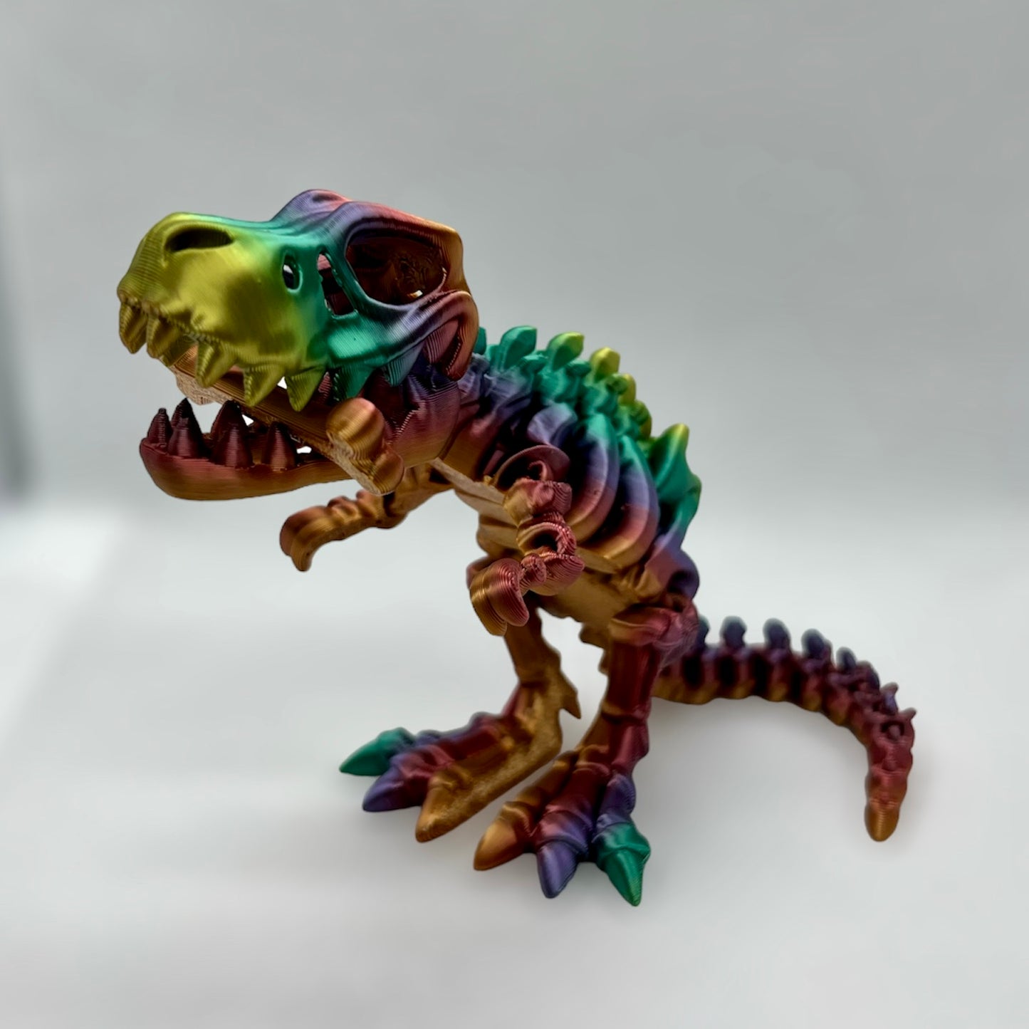 Fun T-Rex Fidget Toy - 3D Printed Desk Decoration, Articulated Tyrannosaurus rex Skeleton