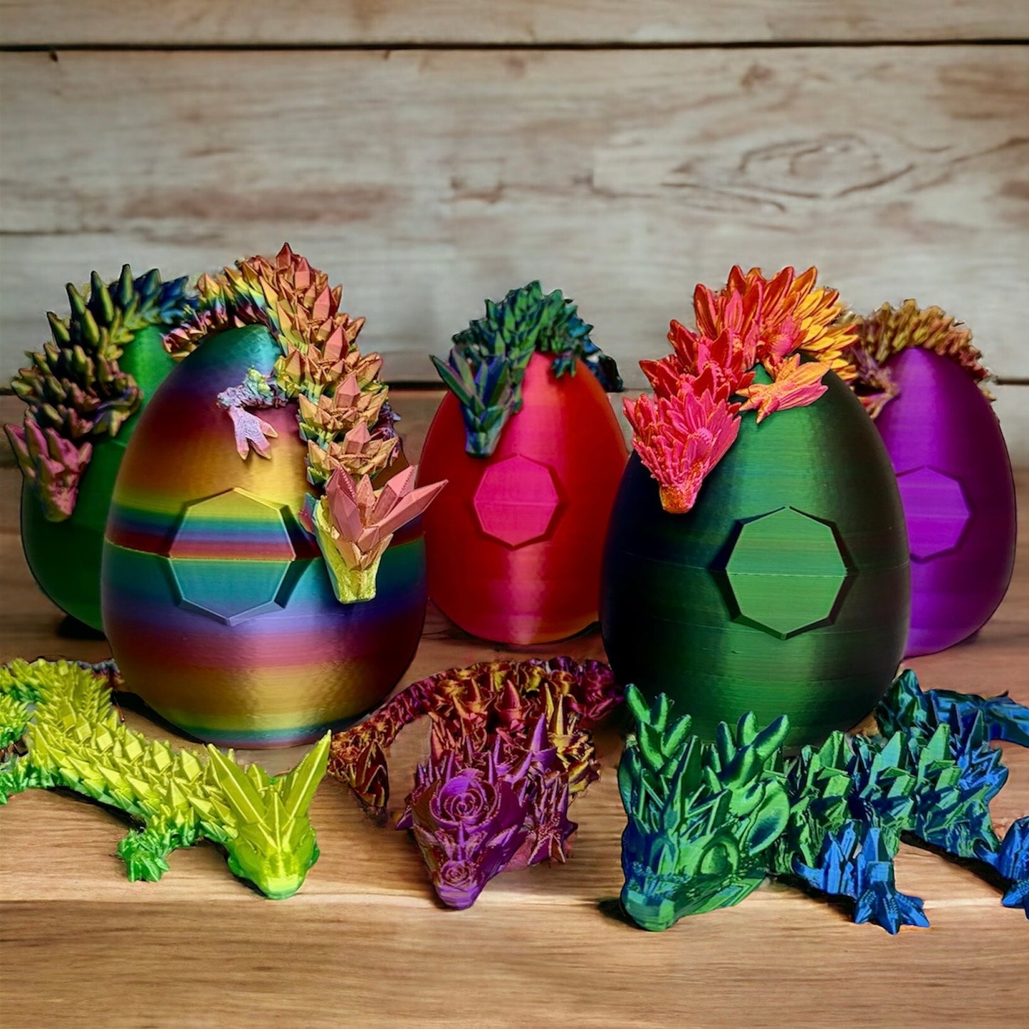 Modern Dragon Egg, Medium Dragon, 3D Printed Articulated Figurine, Rainbow Colors Available statues & figurines Lover