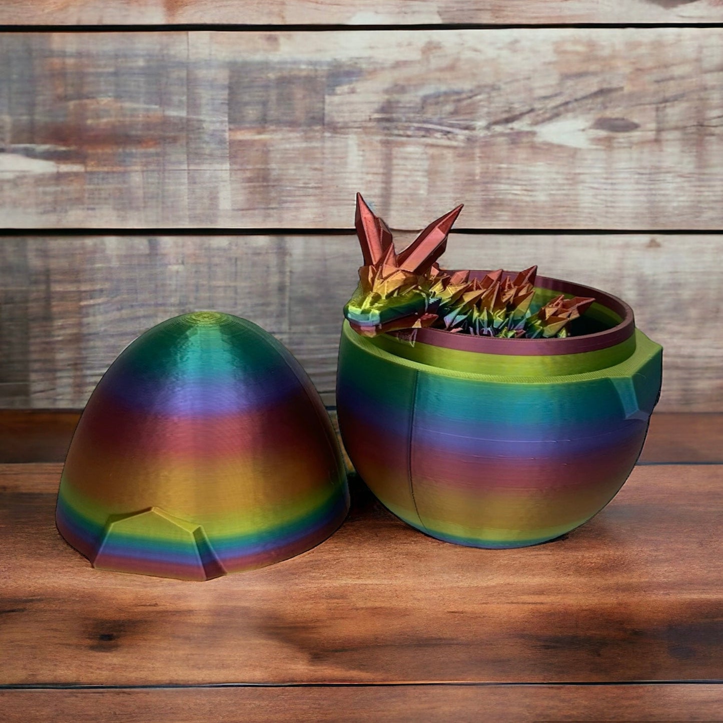 Modern Dragon Egg, Medium Dragon, 3D Printed Articulated Figurine, Rainbow Colors Available statues & figurines Lover