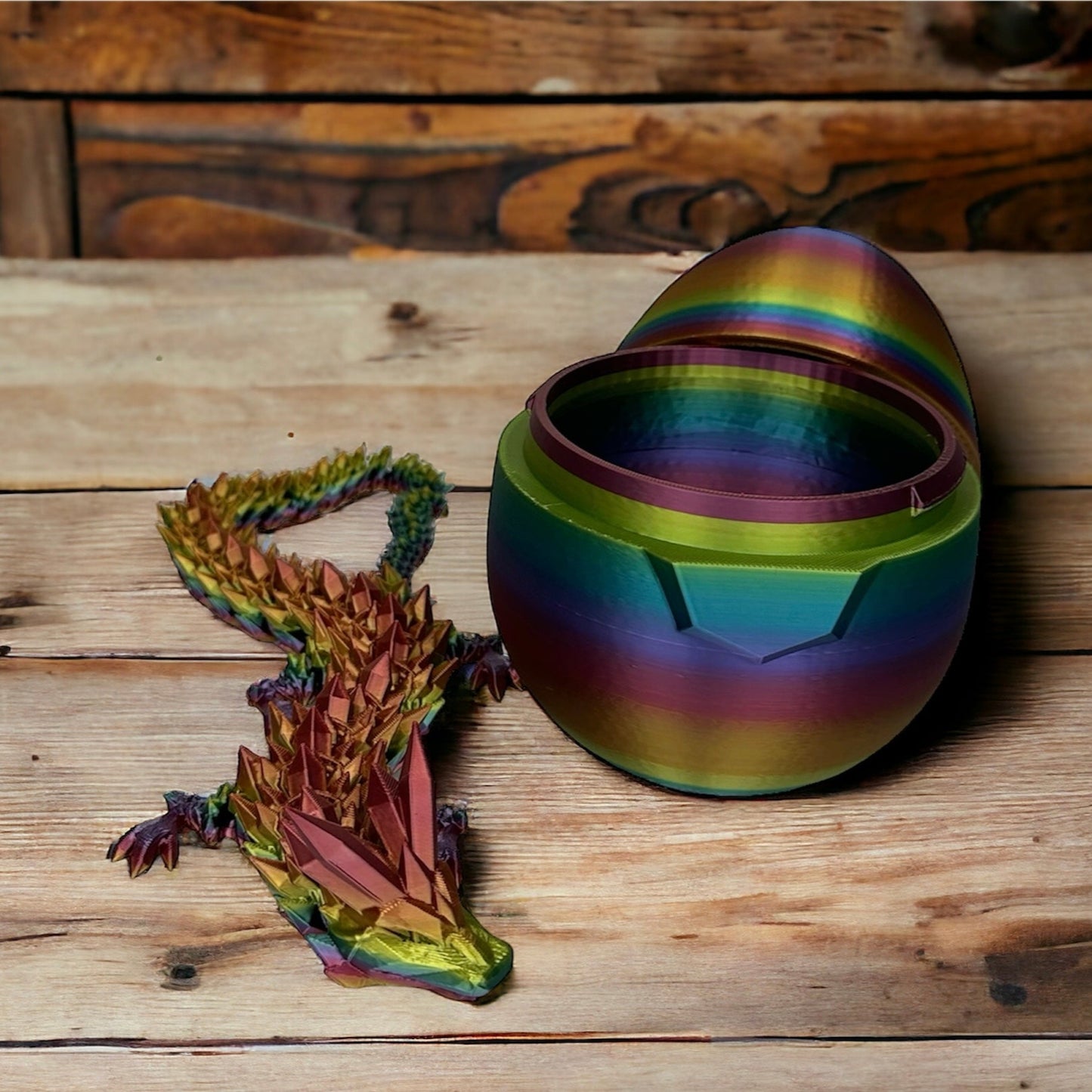 Modern Dragon Egg, Medium Dragon, 3D Printed Articulated Figurine, Rainbow Colors Available statues & figurines Lover