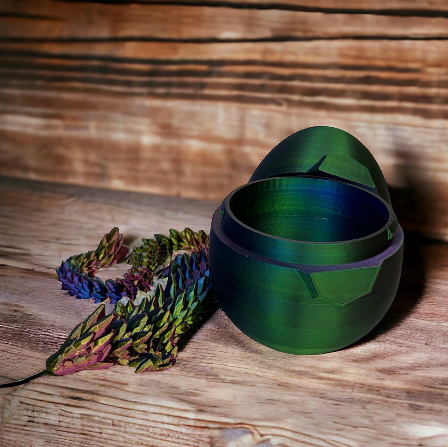 Modern Dragon Egg, Medium Dragon, 3D Printed Articulated Figurine, Rainbow Colors Available statues & figurines Lover