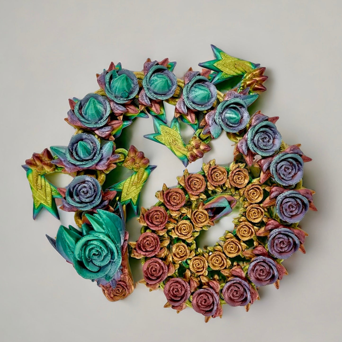 Colorful Articulated Rose Dragon Fidget Toy - Fun Desk Stress Relief - 3D Printed Decoration - Custom Rainbow Options