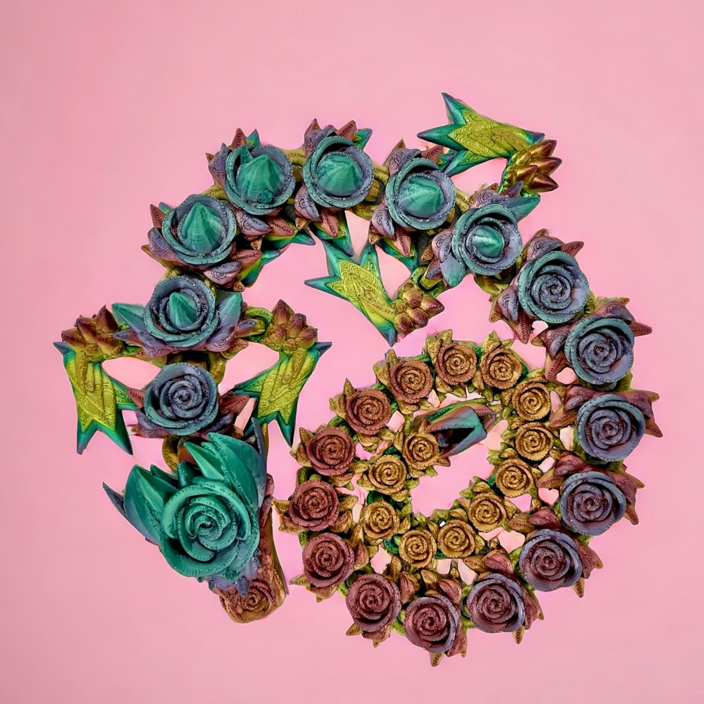 Colorful Articulated Rose Dragon Fidget Toy - Fun Desk Stress Relief - 3D Printed Decoration - Custom Rainbow Options
