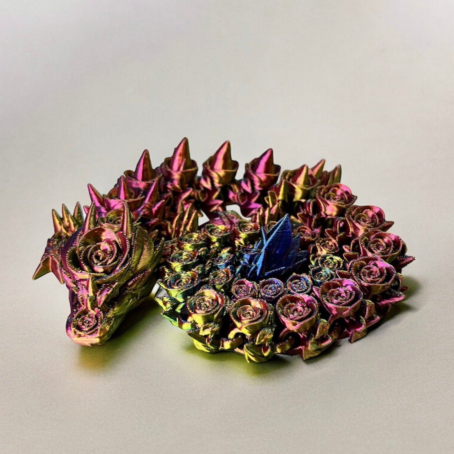 Colorful Articulated Rose Dragon Fidget Toy - Fun Desk Stress Relief - 3D Printed Decoration - Custom Rainbow Options