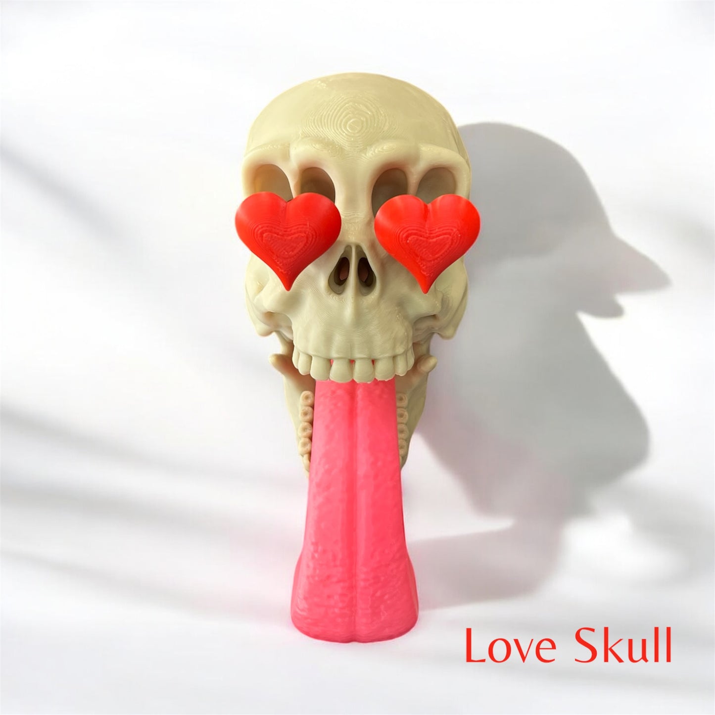 Romantic 3D Printed Skull in Love Figurine, Jaw Drop, Desk figurine, Unique Valentine's Day Gift Idea for Her