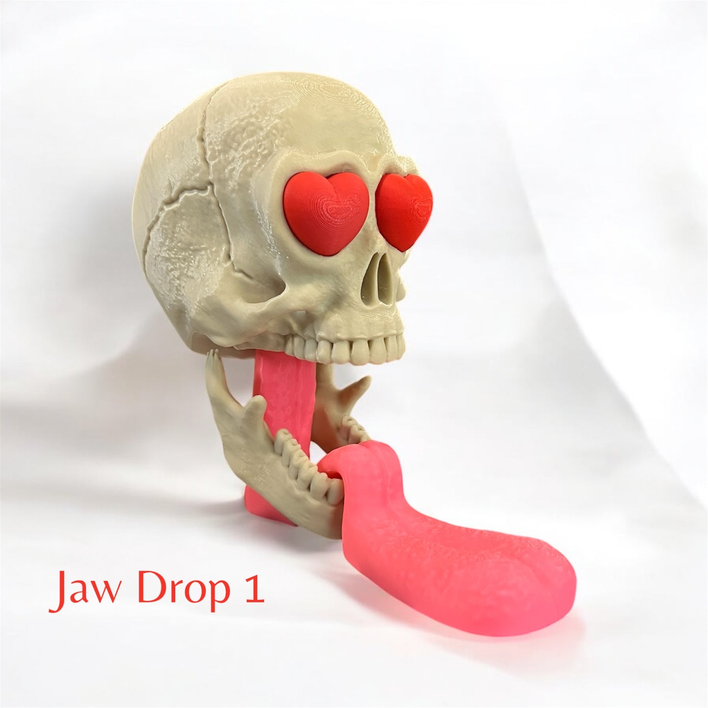 Romantic 3D Printed Skull in Love Figurine, Jaw Drop, Desk figurine, Unique Valentine's Day Gift Idea for Her