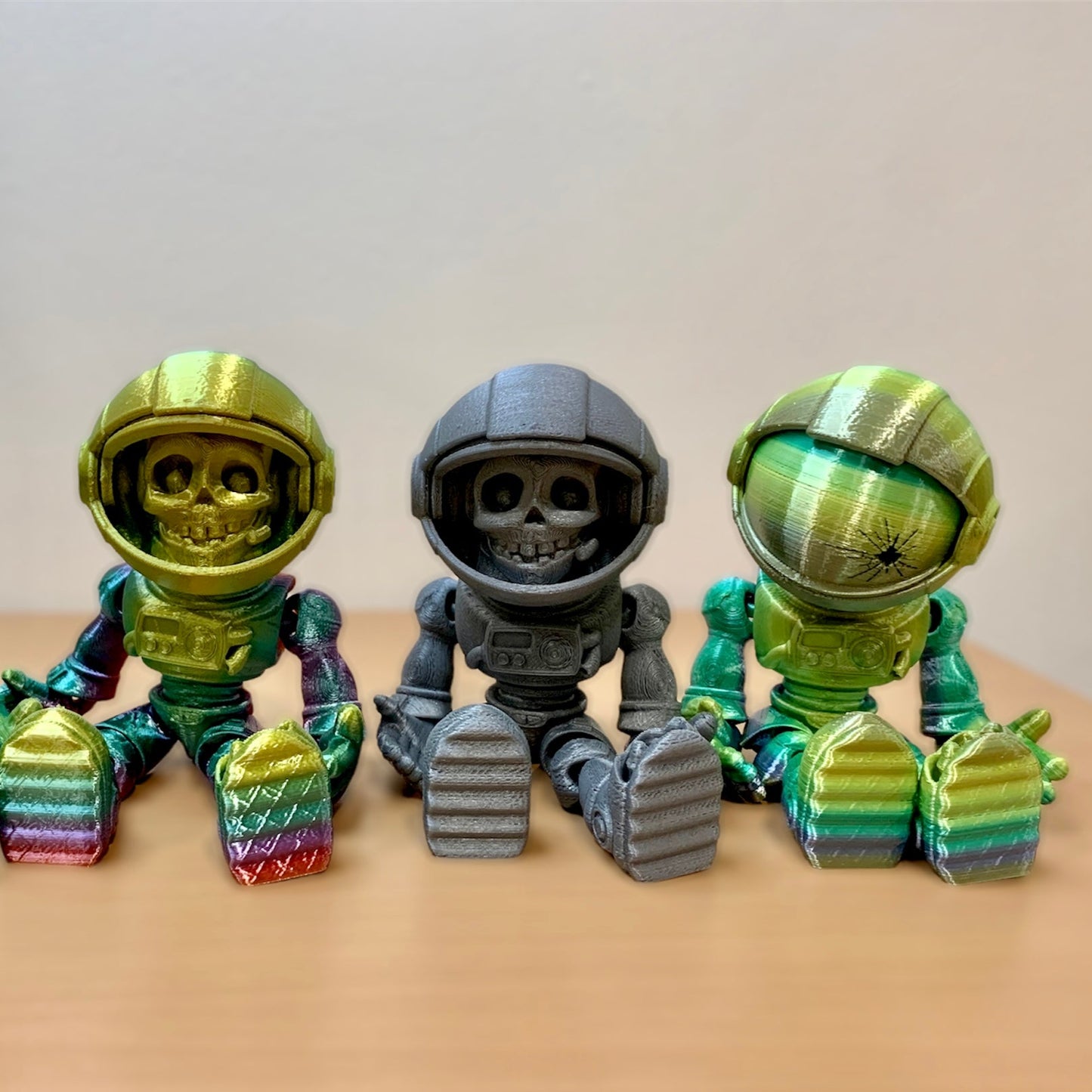 Flexi 3D Printed Astronaut Skeleton | Rainbow Colors | Fun Fidget Toy | Halloween Special