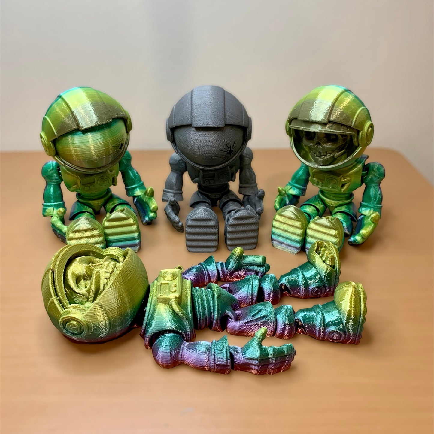 Flexi 3D Printed Astronaut Skeleton | Rainbow Colors | Fun Fidget Toy | Halloween Special