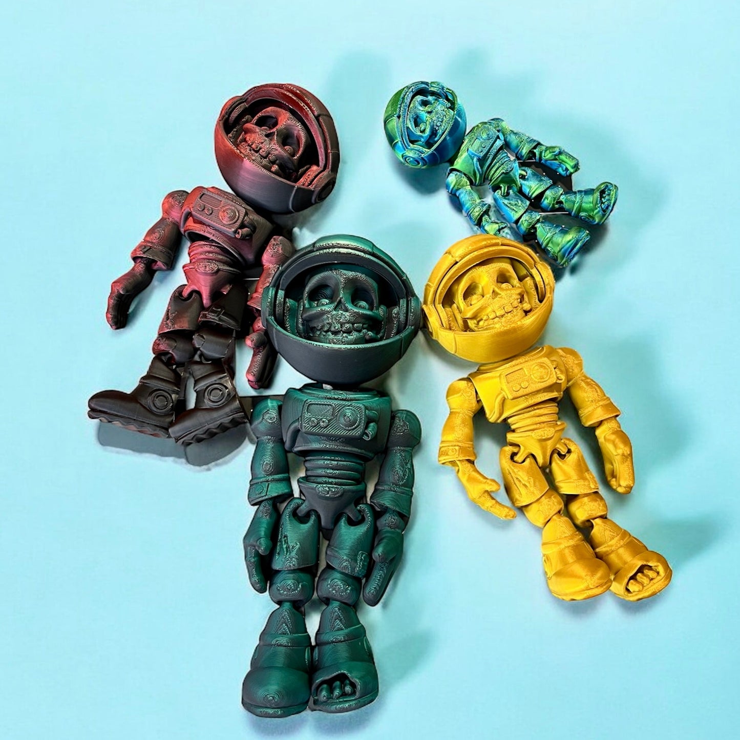 Flexi 3D Printed Astronaut Skeleton | Rainbow Colors | Fun Fidget Toy | Halloween Special