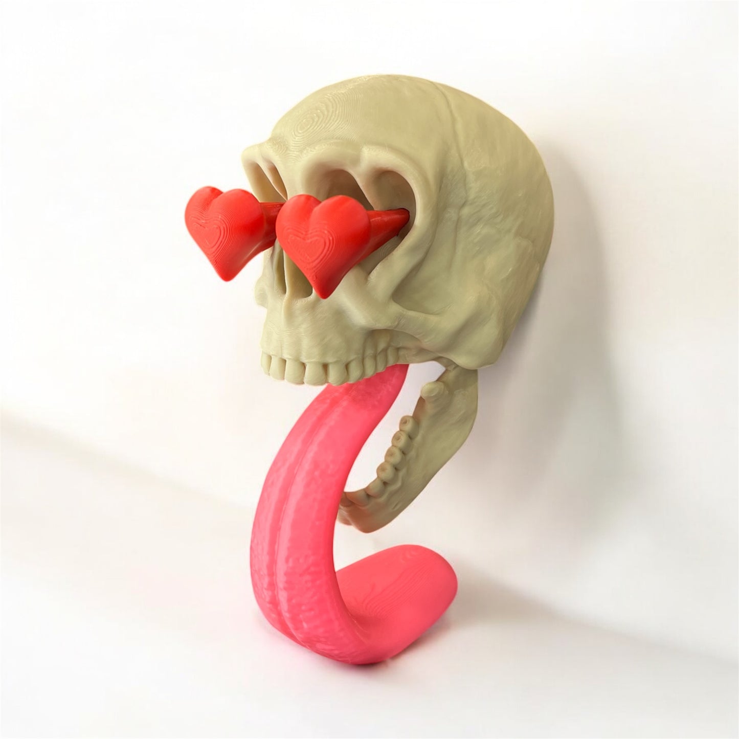 Romantic 3D Printed Skull in Love Figurine, Jaw Drop, Desk figurine, Unique Valentine's Day Gift Idea for Her