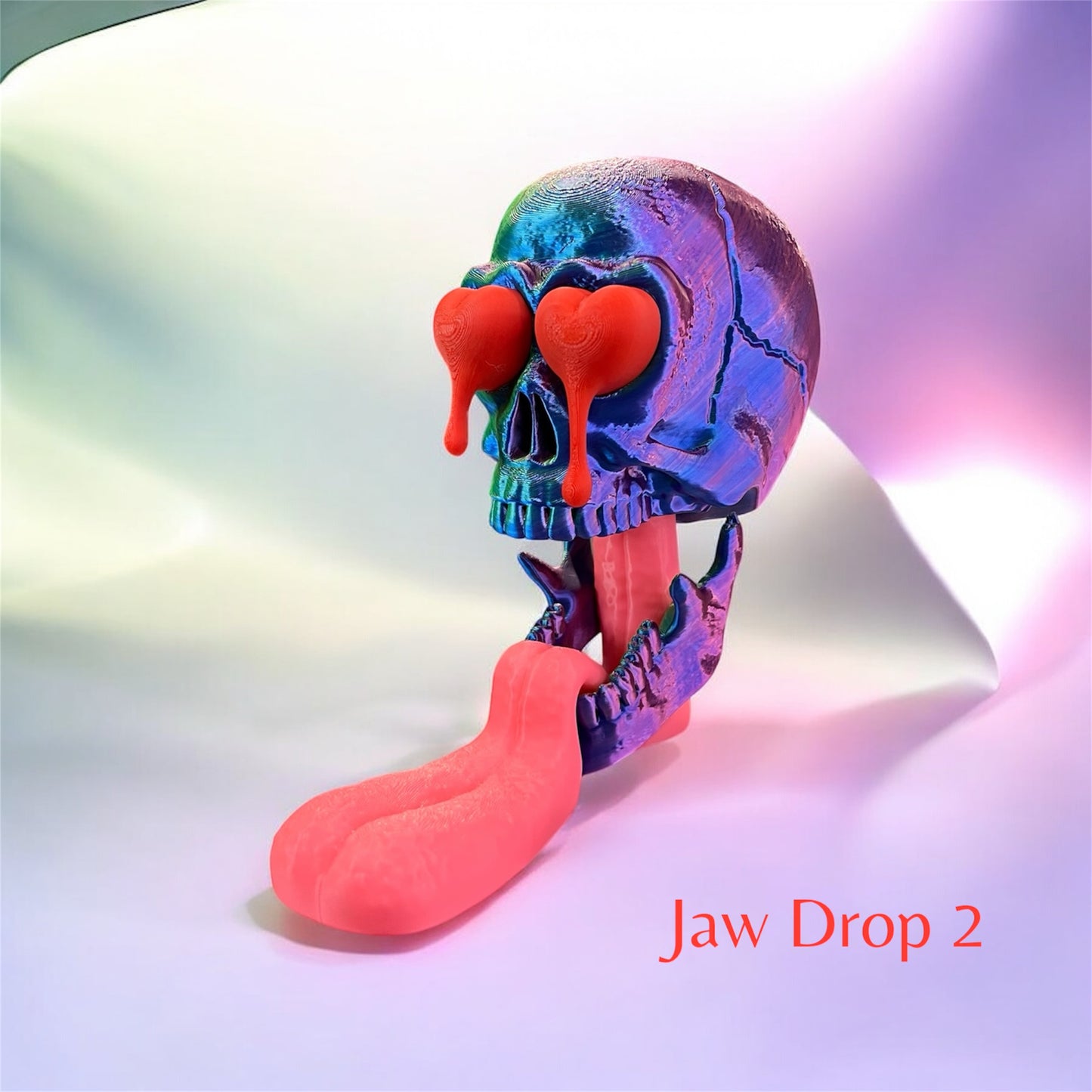 Romantic 3D Printed Skull in Love Figurine, Jaw Drop, Desk figurine, Unique Valentine's Day Gift Idea for Her