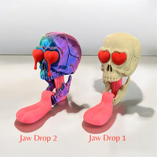 Romantic 3D Printed Skull in Love Figurine, Jaw Drop, Desk figurine, Unique Valentine's Day Gift Idea for Her