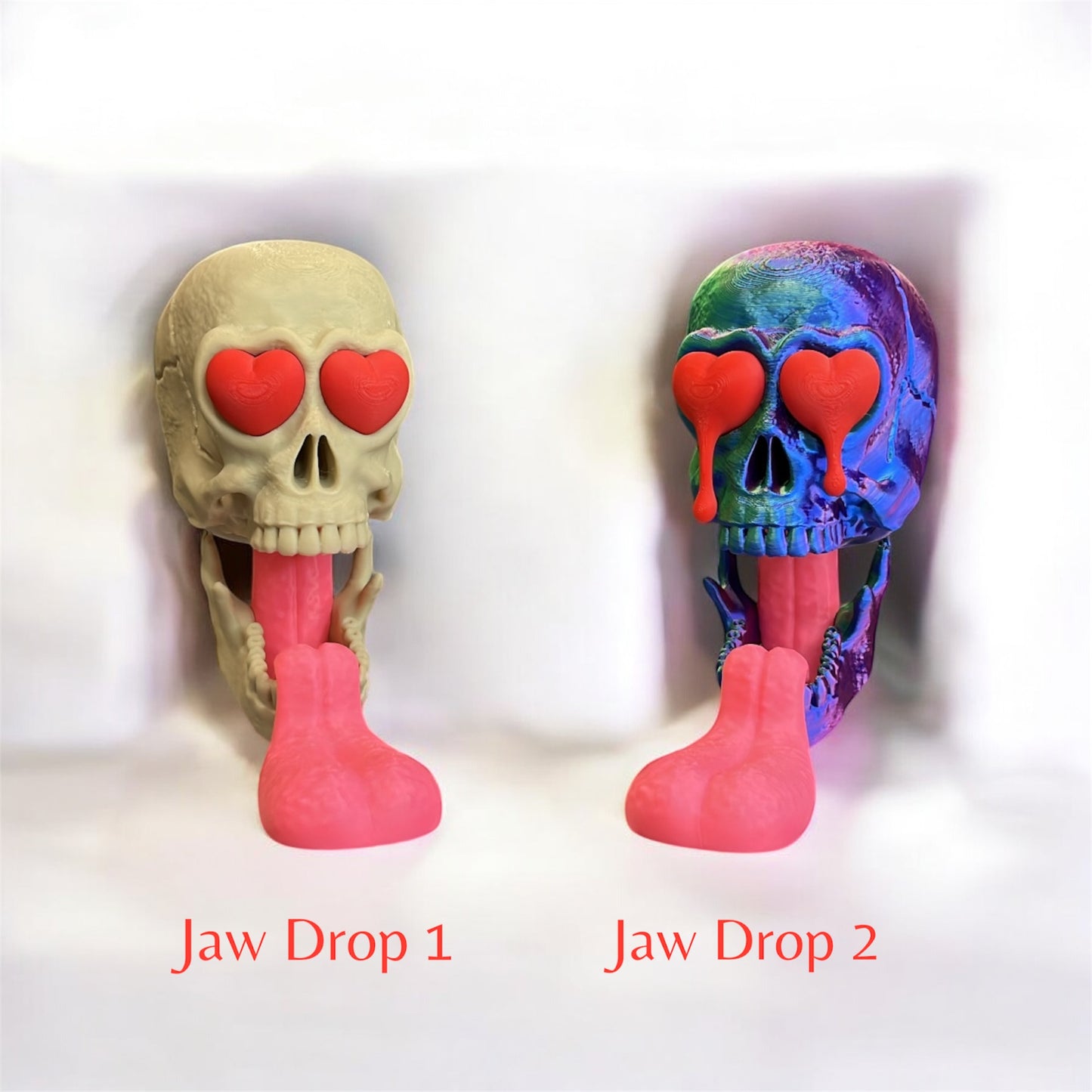 Romantic 3D Printed Skull in Love Figurine, Jaw Drop, Desk figurine, Unique Valentine's Day Gift Idea for Her
